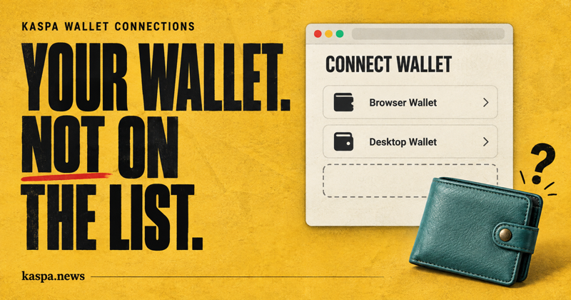 A new Kaspa wallet still needs every website to add it