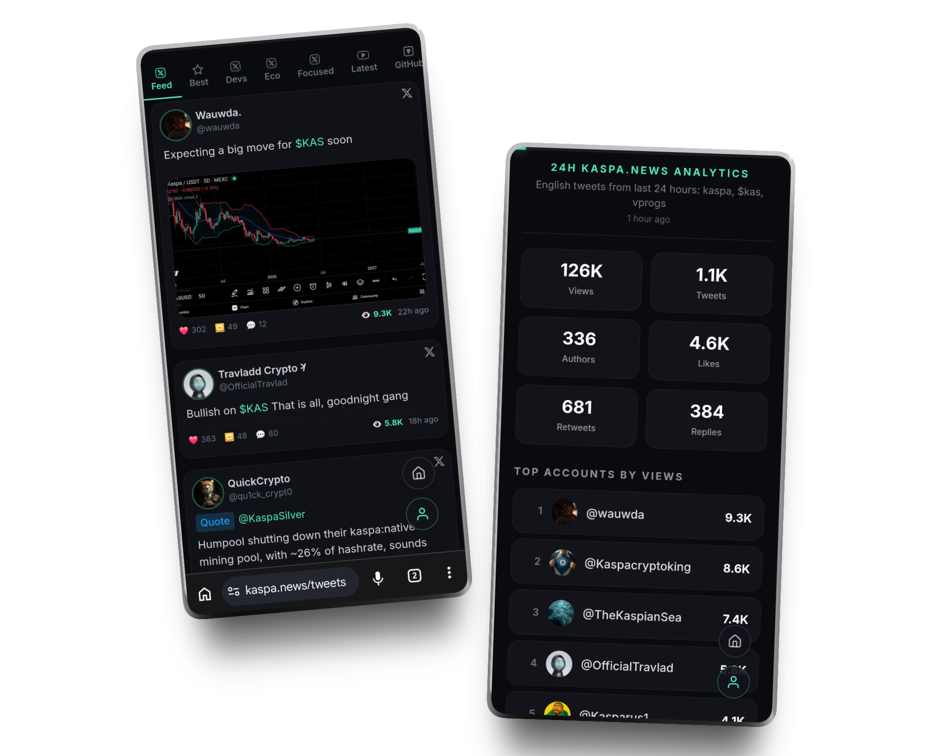 Kaspa News Pro feed and analytics preview